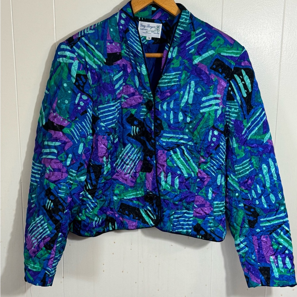 Gay Boyer 80s Colorful Abstract Jacket Size 12